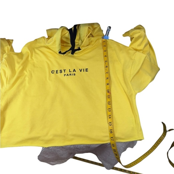 C’est la vie paris.  Yellow Cropped Hoodie - Picture 5 of 5